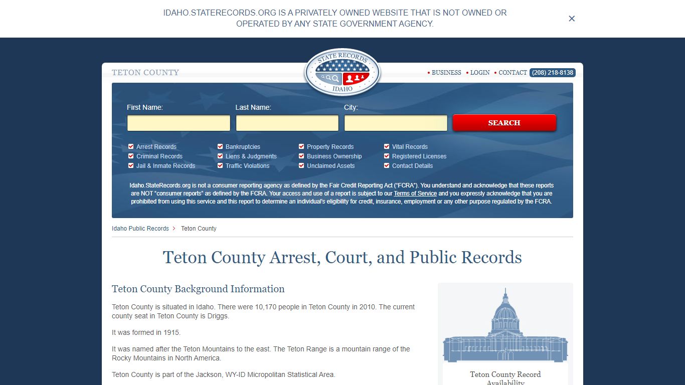 Teton County Arrest, Court, and Public Records